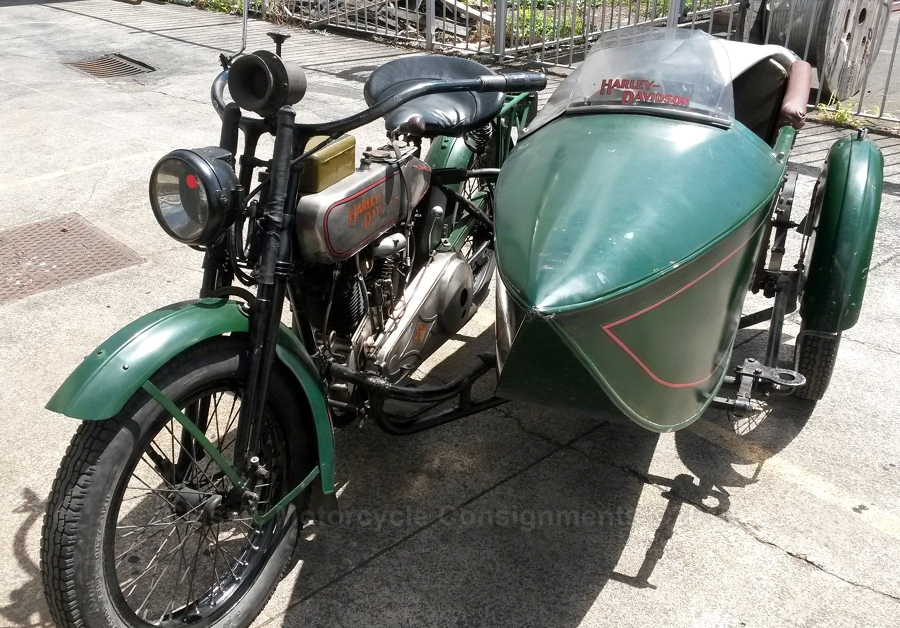 Antique Harley Davidson motorcycle sidecar photo popular 1919-1921